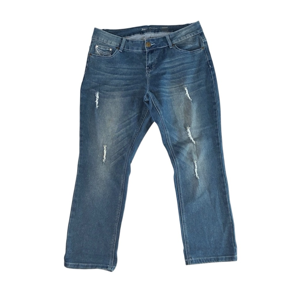 JEAN’S DENIM Distressed Front Bedazzled Back Pocket Jeans